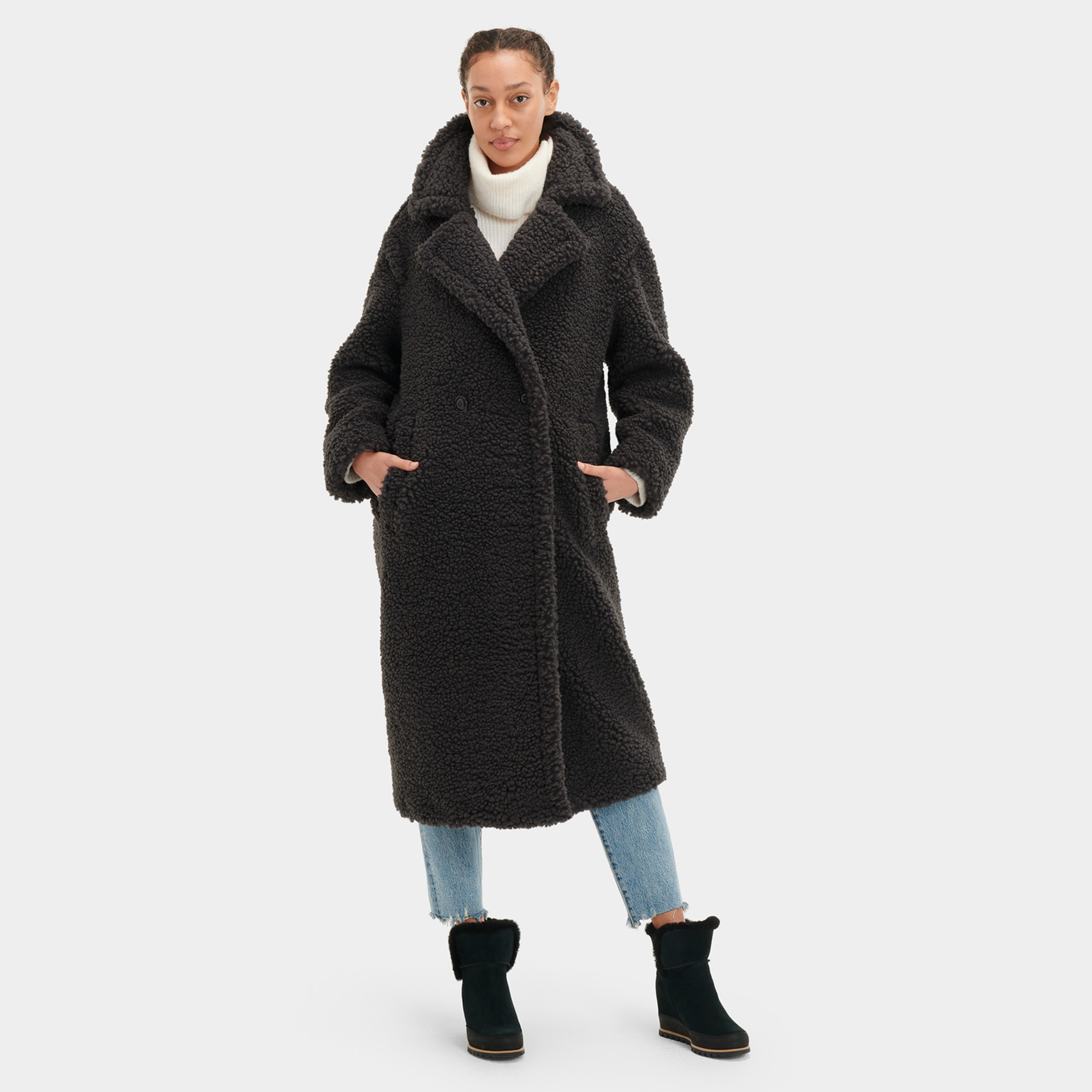 HSMQHJWE Wool Trench Coat Women Woman Petite Wool Coats Women'S Causal  Elegant Lapel Collar Solid Color Woolen Wrap Coat With Belt Mid Length  Womens