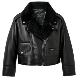 Women's - UGG Finnian Fluff Moto Jacket  - Black/Black
