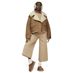 Women's - UGG Finnian Fluff Moto Jacket  - Chestnut/Chestnut