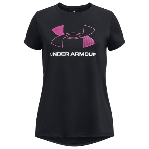 

Girls Under Armour Under Armour Tech BL T-Shirt - Girls' Grade School Black/Rebel Pink Size L