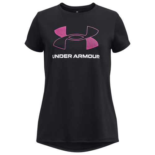 

Girls Under Armour Under Armour Tech BL T-Shirt - Girls' Grade School Black/Rebel Pink Size XS