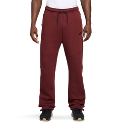 Men's - Nike Tech Fleece Open Hem Pants  - Black/Maroon