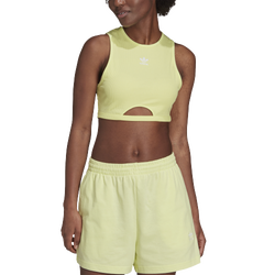 Women's - adidas Ribbed Tank  - Yellow/White