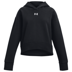 Girls' Grade School - Under Armour Rival Fleece Crop Hoodie - Black/White