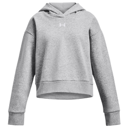 Girls' Grade School - Under Armour Rival Fleece Crop Hoodie - Mod Gray/White