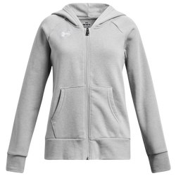 Girls' Grade School - Under Armour Rival Fleece Full-Zip Hoodie - Mod Gray/White