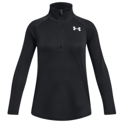 Girls' Grade School - Under Armour Tech Graphic 1/2 Zip - Black/Metallic Silver