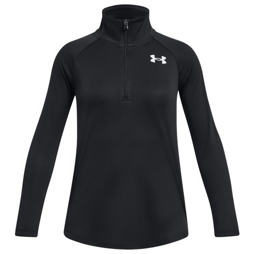 

Girls Under Armour Under Armour Tech Graphic 1/2 Zip - Girls' Grade School Black/Metallic Silver Size M