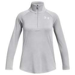 Girls' Grade School - Under Armour Tech Graphic 1/2 Zip - Metallic Silver/Mod Gray