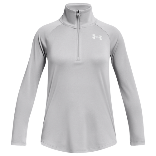 

Girls Under Armour Under Armour Tech Graphic 1/2 Zip - Girls' Grade School Metallic Silver/Mod Gray Size XL