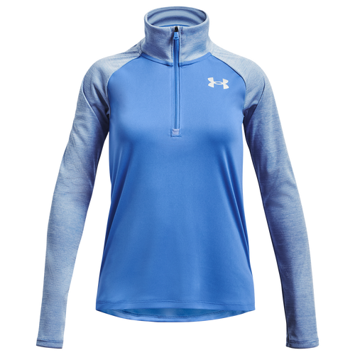

Girls Under Armour Under Armour Tech Graphic 1/2 Zip - Girls' Grade School Water/Metallic Silver Size S