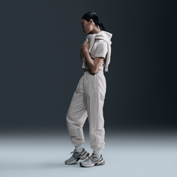 Women's - Nike Essential Woven Mid Rise Joggers - Light Orewood Brown/White