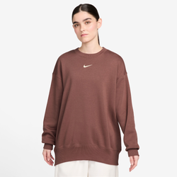 Women's - Nike Phoenix OS Fleece Crew  - Red Sepia/White