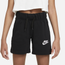 Nike NSW Club FT 5" Shorts - Girls' Grade School Black/White