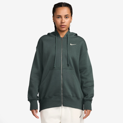 Women's - Nike Phoenix Fleece Long Sleeve Full-Zip  - Vintage Green/White