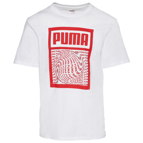 

PUMA Mens PUMA Box Logo Wrap T-Shirt - Mens White/Red Size M