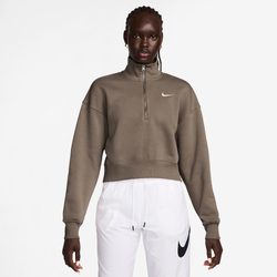 Women's - Nike Style Fleece Crop Quarter-Zip - Sail/Mink Brown