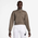 Nike Style Fleece Crop Quarter-Zip  - Women's Sail/Mink Brown