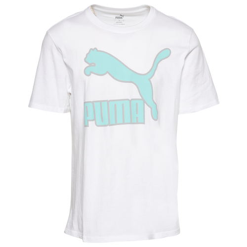 

PUMA Mens PUMA Logo T-Shirt - Mens White/Aqua Size XL