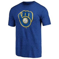 Men's - Fanatics Brewers Weathered Official Logo T-Shirt - Heather Blue