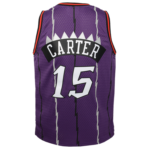 

Boys Mitchell & Ness Mitchell & Ness Raptors Swingman Jersey - Boys' Grade School Purple/White Size M