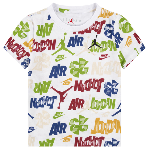 

Boys Jordan Jordan Messy Room AOP Short Sleeve T-Shirt - Boys' Toddler White/Red Size 3T