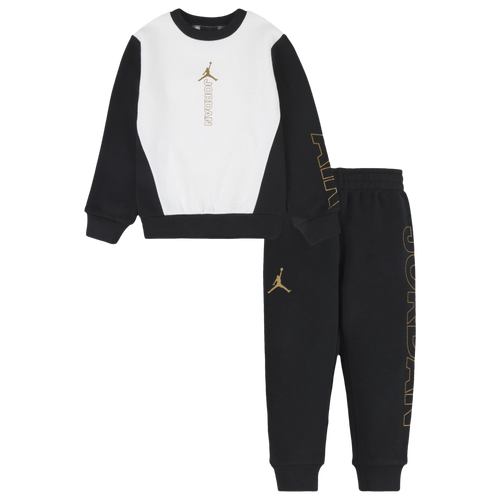 

Boys Jordan Jordan Holiday Shine Crew Set - Boys' Toddler Black/Gold Size 3T