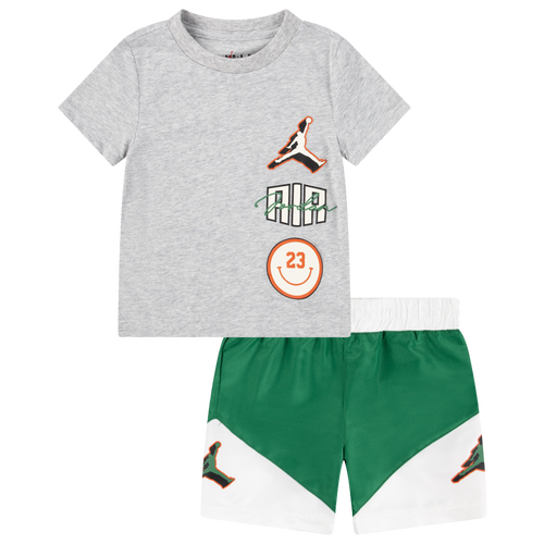 Jordan Boys Infant   Jumpman Stacked Play Shorts Set In Pine Green/grey