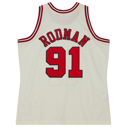 

Mitchell & Ness Mens Dennis Rodman Mitchell & Ness Bulls Cream Jersey - Mens Off White/White/White Size M