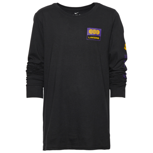 

Boys Nike Nike Lakers Essential Fade Long Sleeve T-Shirt - Boys' Grade School Black Size L