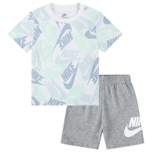 

Boys Nike Nike SMU Futura Toss 2 Piece Shorts Set - Boys' Toddler White/Gray Size 2T