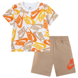 Boys' Toddler - Nike SMU Futura Toss 2 Piece Shorts Set - White/Brown