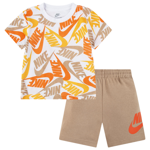 

Boys Nike Nike SMU Futura Toss 2 Piece Shorts Set - Boys' Toddler White/Brown Size 2T