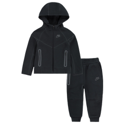 Boys' Toddler - Nike Tech Fleece Hooded Full-Zip Set - Black/Black
