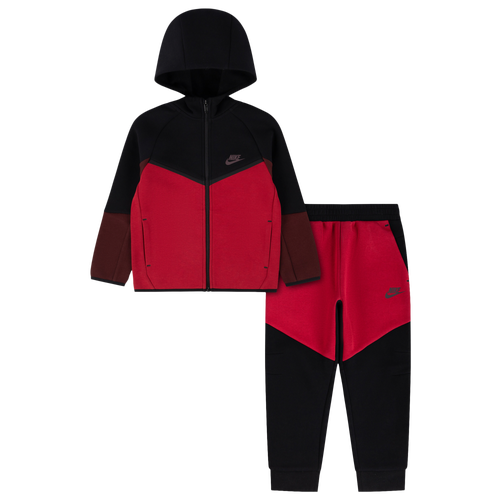 Boys Nike Tech Fleece Full Zip Set - Boys' Toddler Tough Red/Black Size 4T