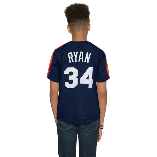 Youth Houston Astros Nolan Ryan Mitchell & Ness Navy Cooperstown Collection  Mesh Batting Practice Jersey