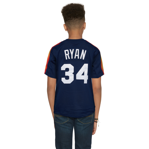 

Mitchell & Ness Boys Nolan Ryan Mitchell & Ness Astros BP Jersey - Boys' Grade School Navy/White Size L