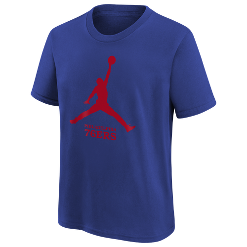 

Boys Nike Nike 76ers Essential Jumpman T-Shirt - Boys' Grade School Rush Blue/Red Size S
