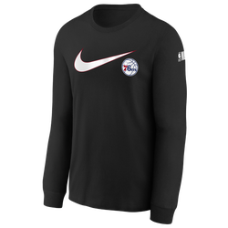 Boys' Grade School - Nike 76Ers Essential Swoosh L/S T-Shirt - Black/Black