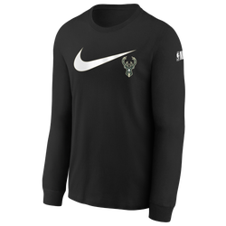 Boys' Grade School - Nike Bucks Essential Swoosh L/S T-Shirt - Black/Black