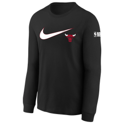 Boys' Grade School - Nike Bulls Essential Swoosh L/S T-Shirt - Black/Black