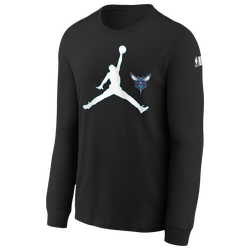 Boys' Grade School - Nike Hornets Essential Swoosh L/S T-Shirt - Black/Black