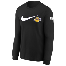 Boys' Grade School - Nike Lakers Essential Swoosh L/S T-Shirt - Black/Black