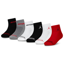 Boys' Grade School - Jordan Jumpman 6 Pack Quarter Socks - Black/White/Red