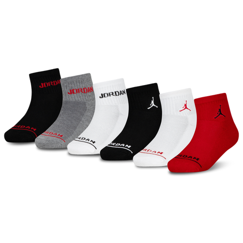 

Jordan Boys Jordan Jumpman 6 Pack Quarter Socks - Boys' Grade School Black/White/Red Size M