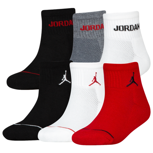 Shop Jordan Boys  Jumpman 6 Pack Quarter Socks In Black/white/red