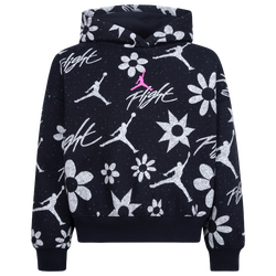 Girls' Grade School - Jordan Floral Flight AOP Pullover Hoodie - Black/White