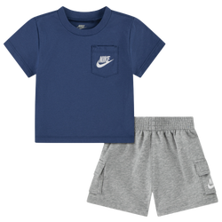 Boys' Preschool - Nike NSW Pocket T-Shirt and FT Short Set  - Dark Grey Heather