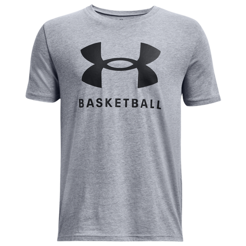 

Boys Under Armour Under Armour Bball Logo Short Sleeve T-Shirt - Boys' Grade School Steel Lt Hthr/Black Size M