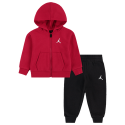 Garçons, maternelle - Jordan Ensemble avec haut à glissière pleine longueur en molleton Brooklyn - Noir/Rouge/Blanc